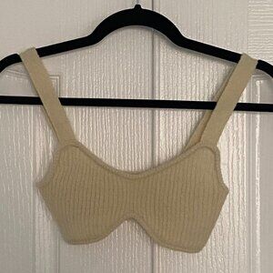 Camila Coelho Cream Knit bralette Top